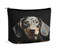 MNVTSKOP Kosmetiktasche mit Dackel, großes Fassungsvermögen, Reise-Make-up-Tasche, trendig, tragbar, Kulturbeutel für Damen