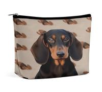 MNVTSKOP Kosmetiktasche mit Dackel-Motiv, große Kapazität, Reise-Make-up-Tasche, trendig, tragbar, Kulturbeutel für Damen