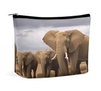 MNVTSKOP Kosmetiktasche mit Elefantenfamilie, große Kapazität, Reise-Make-up-Tasche, trendig, tragbar, Kulturbeutel für Damen