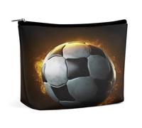 MNVTSKOP Kosmetiktasche mit Fußballmotiv, große Kapazität, Reise-Make-up-Tasche, trendig, tragbar, Kulturbeutel für Damen