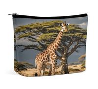 MNVTSKOP Kosmetiktasche mit großem Fassungsvermögen, Motiv: Afrika-Giraffe, majestätischer Baum, Reise-Make-up-Tasche, trendig, tragbar, Kulturbeutel für Damen