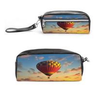 MNVTSKOP Kosmetiktasche mit Heißluftballon, Sonnenuntergang, kleine Kosmetiktasche, Reiseetui, tragbarer Schreibwaren-Organizer für Frauen, Lehrer