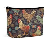 MNVTSKOP Kosmetiktasche mit Hühnermotiv, große Kapazität, Reise-Make-up-Tasche, trendig, tragbar, Kulturbeutel für Damen