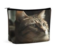 MNVTSKOP Kosmetiktasche mit Katzenmotiv, große Kapazität, Reise-Make-up-Tasche, trendig, tragbar, Kulturbeutel für Damen