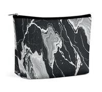 MNVTSKOP Kosmetiktasche mit Marmorstruktur, große Kapazität, Reise-Make-up-Tasche, trendig, tragbar, für Damen, Schwarz und Weiß