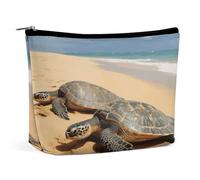 MNVTSKOP Kosmetiktasche mit Schildkröten am Strand, große Kapazität, Reise-Make-up-Tasche, trendig, tragbar, Kulturbeutel für Damen