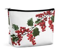 MNVTSKOP Kosmetiktasche mit Stechpalmenbeerenzweigen, große Kapazität, Reise-Make-up-Tasche, trendig, tragbar, Kulturbeutel für Damen