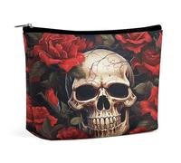 MNVTSKOP Kosmetiktasche mit Totenkopf-Motiv, große Kapazität, Reise-Make-up-Tasche, trendig, tragbar, Kulturbeutel für Damen