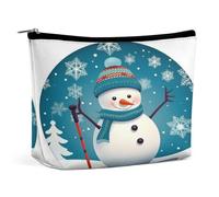 MNVTSKOP Kosmetiktasche mit Weihnachtsmotiv, Schneemann, Schneeflocke, große Kapazität, Reise-Make-up-Tasche, trendig, tragbar, Kulturbeutel für Damen