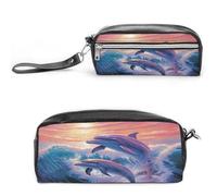 MNVTSKOP Kosmetiktasche, Motiv: Delfine, klein, Reiseetui, tragbar, Schreibwaren-Organizer für Frauen, Lehrer