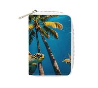 MNVTSKOP Kreditkartenetui aus weichem Leder, für Bankkarten, Palmen und Meeresschildkröten, Tauchen, Unterwasser, Visitenkarten, Geldbörse mit 20 Kartenfächern, Ausweishülle, Organizer, Reißverschluss