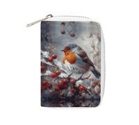 MNVTSKOP Kreditkartenetui aus weichem Leder, für Bankkarten, Vogel auf Ast, Visitenkartenetui, Geldbörse mit 20 Kartenfächern, Ausweishülle, Organizer, Reißverschluss, Geldbörse für Damen und Herren