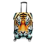 MNVTSKOP Little Fat Tiger Head Gepäckbezüge, kratzfest, waschbar, aus Polyester, elastisch, Reisegepäckschutz für Koffer, Schutzhülle, weiß, L
