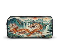 MNVTSKOP Longhu Federmäppchen, Motiv: Bergwasserfall, China, großes Fassungsvermögen, Federmäppchen, Büro-Federmäppchen für Männer und Frauen, Schreibtisch-Organizer