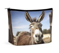 MNVTSKOP Lustige Kosmetiktasche mit Eselmotiv, große Kapazität, Reise-Make-up-Tasche, trendig, tragbar, Kulturbeutel für Damen