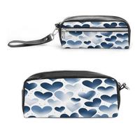 MNVTSKOP Make-up-Tasche in Herzform, klein, Kosmetiktasche, tragbar, Schreibwaren-Organizer für Frauen, Lehrer, Marineblau