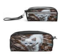 MNVTSKOP Make-up-Tasche mit blauen Augen, kleine Kosmetiktasche, Reiseetui, tragbarer Schreibwaren-Organizer für Frauen, Lehrer