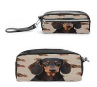 MNVTSKOP Make-up-Tasche mit Dackel-Motiv, klein, Kosmetiktasche, Reiseetui, tragbarer Schreibwaren-Organizer für Frauen, Lehrer