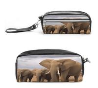 MNVTSKOP Make-up-Tasche mit Elefantenfamilie, klein, Kosmetiktasche, tragbar, Schreibwaren-Organizer für Frauen, Lehrer