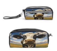 MNVTSKOP Make-up-Tasche mit Prärie-Kuh, klein, Kosmetiktasche, tragbar, Schreibwaren-Organizer für Frauen, Lehrer