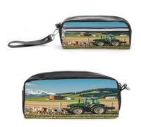 MNVTSKOP Make-up-Tasche mit Traktor-Milchfarm, kleine Kosmetiktasche, Reiseetui, tragbarer Schreibwaren-Organizer für Frauen, Lehrer