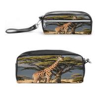 MNVTSKOP Make-up-Tasche, Motiv: Afrika-Giraffe, majestätischer Baum, klein, Kosmetiktasche, Reiseetui, tragbarer Schreibwaren-Organizer für Frauen, Lehrer