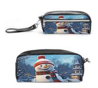 MNVTSKOP Make-up-Tasche, Motiv: Happy Snowman, kleine Kosmetiktasche, Reiseetui, tragbarer Schreibwaren-Organizer für Frauen, Lehrer