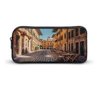 MNVTSKOP Old Courtyard Cafe Chair City, Rom, Italien, Federmäppchen, großes Fassungsvermögen, Federmäppchen, Büro-Federmäppchen für Männer und Frauen, Schreibtisch-Organizer