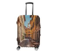 MNVTSKOP Old Courtyard Cafe Chair City Rom Italien Gepäckhüllen Kratzfest Waschbar Kofferabdeckung Polyester Elastisch Reisegepäckschutz für Kofferschutz Abdeckung, weiß, L
