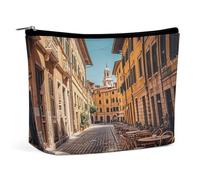 MNVTSKOP Old Courtyard Cafe Chair City, Rom, Italien, Kosmetiktasche, große Kapazität, Reise-Make-up-Tasche, trendig, tragbar, Kulturbeutel für Damen