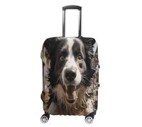 MNVTSKOP Pastor Border Collie Gepäckabdeckungen, kratzfest, waschbar, Kofferabdeckung, Polyester, elastisch, Reisegepäckschutz für Kofferschutz, weiß, M