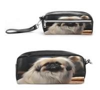 MNVTSKOP Pekinese Hunde-Make-up-Tasche, kleine Kosmetiktasche, Reiseetui, tragbarer Schreibwaren-Organizer für Frauen, Lehrer