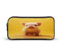 MNVTSKOP Piggy Is Jumping Federmäppchen, großes Fassungsvermögen, Federmäppchen, Büro-Federmäppchen für Männer und Frauen, Schreibtisch-Organizer