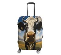 MNVTSKOP Prairie Cow Gepäckbezüge, kratzfest, waschbar, Kofferabdeckung, Polyester, elastisch, Reisegepäckschutz für Kofferschutz, weiß, L
