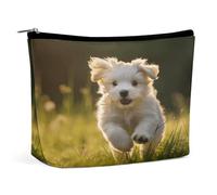 MNVTSKOP Puppy Crossing The Grass Kosmetiktasche, große Kapazität, Reise-Make-up-Tasche, trendig, tragbar, Kulturbeutel für Damen