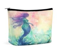 MNVTSKOP Schöne Kosmetiktasche mit Meerjungfrauenschwanz, große Kapazität, Reise-Make-up-Tasche, trendig, tragbar, Kulturbeutel für Damen