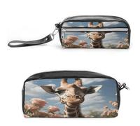 MNVTSKOP Schöne Make-up-Tasche mit Giraffen-Motiv, klein, Reiseetui, tragbarer Schreibwaren-Organizer für Frauen, Lehrer