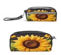 MNVTSKOP Schöne Make-up-Tasche mit Sonnenblumen-Motiv, kleine Kosmetiktasche, tragbar, Schreibwaren-Organizer für Frauen, Lehrer