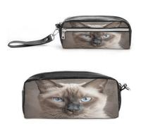 MNVTSKOP Schöne siamesische Katze, Make-up-Tasche, kleine Kosmetiktasche, Reiseetui, tragbarer Schreibwaren-Organizer für Frauen, Lehrer