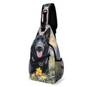 MNVTSKOP Schwarzer deutscher Schäferhund Sling Rucksack Reise Crossbody Schultertasche verstellbare Brusttasche für Damen und Herren
