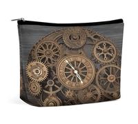 MNVTSKOP Steampunk Gears Clock Kosmetiktasche, große Kapazität, Reise-Make-up-Tasche, trendig, tragbar, Kulturbeutel für Damen
