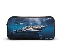MNVTSKOP Tolles Federmäppchen mit Hai-Motiv, großes Fassungsvermögen, Federmäppchen, Büro-Federmäppchen für Männer und Frauen, Schreibtisch-Organizer