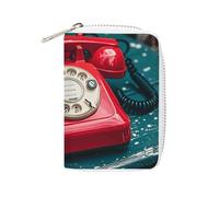 MNVTSKOP Weiches Leder Kreditkartenetui Bankkartenetui England UK Retro London Telefon Visitenkartenetui Geldbörse mit 20 Kartenfächern Ausweishülle Organizer Reißverschluss Geldbörse für Damen Herren