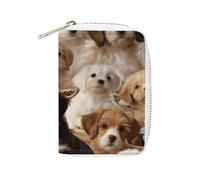 MNVTSKOP Weiches Leder-Kreditkartenetui für Bankkarten, niedliches Haustier, Hunde, Visitenkartenetui, Geldbörse mit 20 Kartenfächern, Ausweishülle, Organizer, Reißverschluss, Geldbörse für Damen und