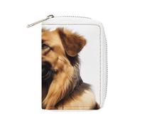 MNVTSKOP Weiches Leder-Kreditkartenetui für zwei Hunde, Visitenkartenetui mit 20 Kartenfächern, Ausweishülle, Organizer mit Reißverschluss, Geldbörse für Damen und Herren, zwei Hunde, 8,9 x 11,4 cm