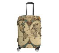 MNVTSKOP Weltkarte Retro Gepäckabdeckungen Kratzfest Waschbar Kofferabdeckung Polyester Elastisch Reisegepäckschutz für Kofferschutz, weiß, XL