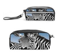 MNVTSKOP Zebra Make-up-Tasche, klein, Kosmetiktasche, Reiseetui, tragbarer Schreibwaren-Organizer für Frauen, Lehrer