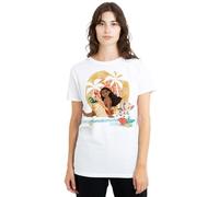 Moana Damen Disney Moana Sitting Sunset Ladies T Shirt, White T-Shirt (1er Pack)