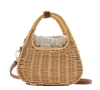 MOBAAK Strohtasche Korbtaschen Rattan Handtaschen Frauen Dreieck Schulter Umhängetasche Hohl Tote Damen Sommer Strandtasche Geflochtene Tasche