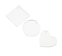 Mobestech 100 Stück 100PCS Transparente Acryl Schlüsselanhängerrohlinge Herz und Viereck Hitzebeständige Heat Transfer Key Tags für DIY Schlüsselkette Leichte Identifikationsanhänger zum